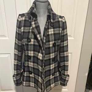 Plaid Women's Jacket - Black and White